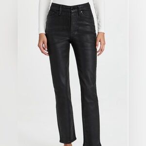 Good American Coated Jeans Good Classic Pants Mid Rise Straight Leg Size 4 (27")